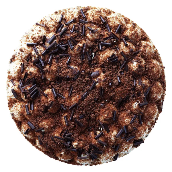 Köstliche Schokoladenkuchen Mit Sahne Isoliert Auf Weißem Nahaufnahme — Stockfoto