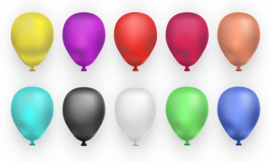 Beyaz arka planda izole edilmiş gerçekçi balonlar. Vektör illüstrasyonu