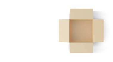 Beyaz arka planda gölgesi olan gerçekçi karton kahverengi teslimat kutusu. Vektör illüstrasyonu.