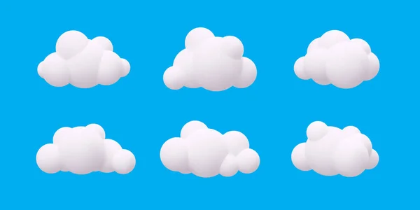 Set Realistic White Clouds Vector Illustration — Stock Vector