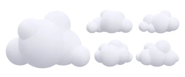 Decorativo Realista Nuvens Brancas Ilustração Vetorial — Vetor de Stock
