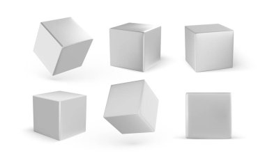 White blocks. 3d modeling white cubes vector illustration clipart