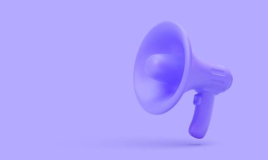 Arka planda gölgesi olan plastik bir megafon. Vektör illüstrasyonu