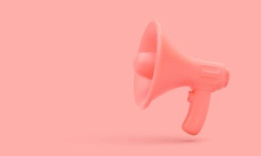 Arka planda gölgesi olan plastik bir megafon. Vektör illüstrasyonu