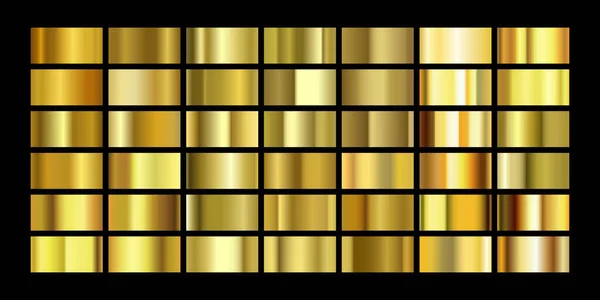 金箔の質感の背景のセット 金属グラデーションテンプレート ベクターイラスト — ストックベクタ