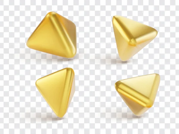一组金色几何3D物体 现实的金属形象 矢量说明 — 图库矢量图片