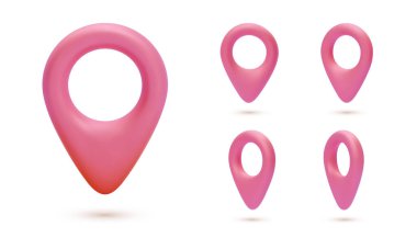 Beyaz arkaplanda gölgesi olan gerçekçi harita işaretleyicisi. Vektör illüstrasyonu