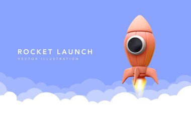 Konsept roket fırlatması. Vektör illüstrasyonu