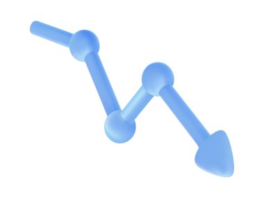 İş grafiği. İlerlemeyi azaltmak için mavi ok. Vektör illüstrasyonu