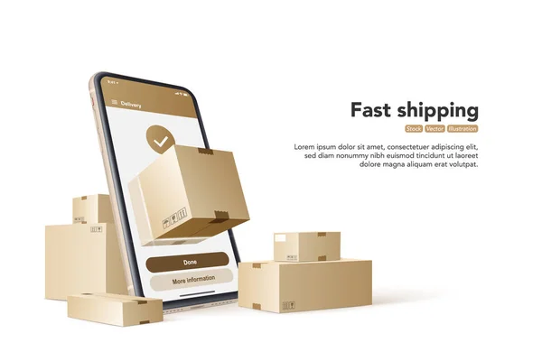 Fast Shipping Concept Fast Delivery Service Vector Illustration — Vetor de Stock