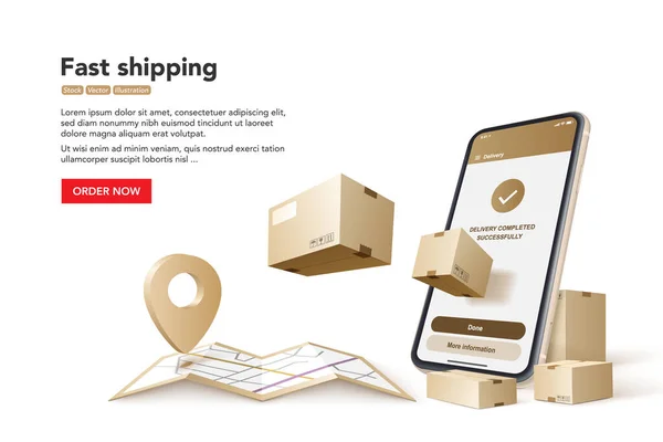 Fast Shipping Concept Fast Delivery Service Vector Illustration — Vetor de Stock