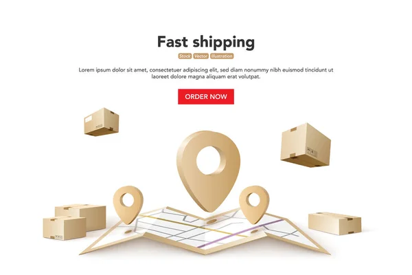 Fast Shipping Concept Fast Delivery Service Vector Illustration — Vetor de Stock