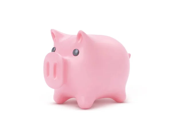 Porco Porquinho Rosa Realista Isolado Fundo Branco Piggy Bank Com — Vetor de Stock