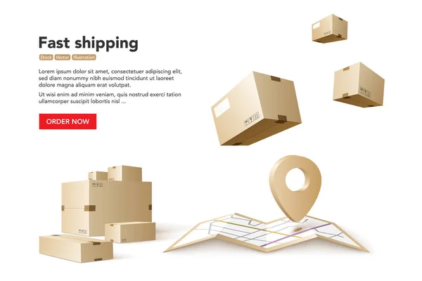 Fast Shipping Concept Fast Delivery Service Vector Illustration — Vetor de Stock