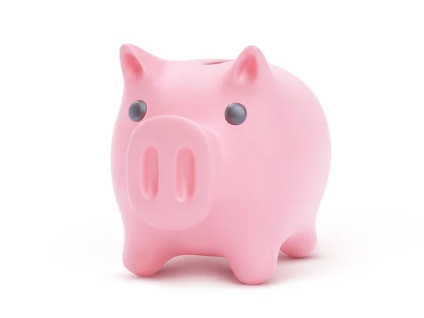Реалістичний Рожевий Свинячий Банк Ізольований Білому Тлі Свинячий Банк Монетами — стоковий вектор