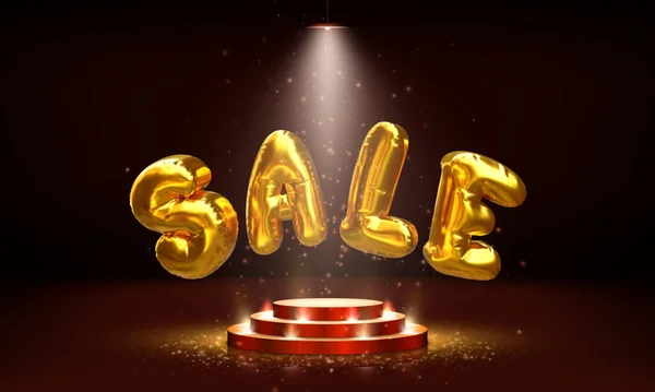 Πώληση Πανό Ρεαλιστικά Χρυσά Γράμματα Μορφή Μπαλόνια Που Φέρουν Πάνω — Διανυσματικό Αρχείο
