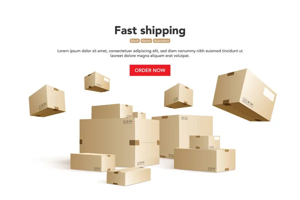 Hızlı nakliye. Hızlı teslimat hizmeti kavramı. Vektör illüstrasyonu.