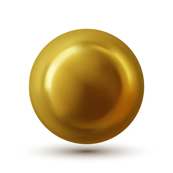 Gouden Bol Met Schaduw Geïsoleerd Witte Achtergrond Olie Zeepbel Gouden — Stockvector