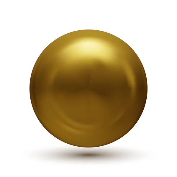 金色球体 阴影与白色背景隔离 油泡金光闪闪的3D球或珍贵珍珠 矢量说明 — 图库矢量图片