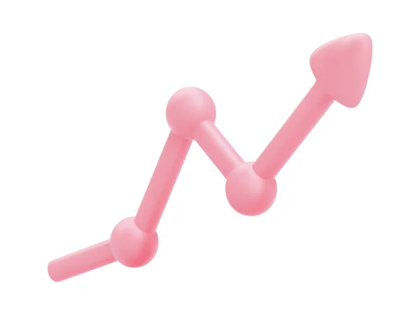 ビジネスグラフ 3D成長の進行ピンクの矢印 ベクターイラスト — ストックベクタ