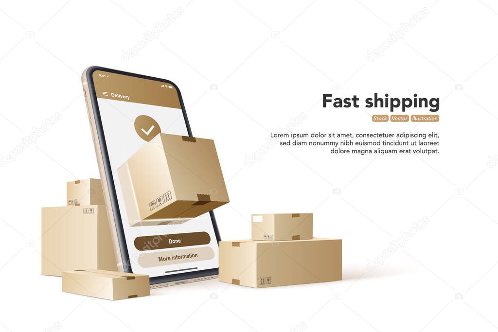 Fast shipping. Concept for fast delivery service. Vector illustration.