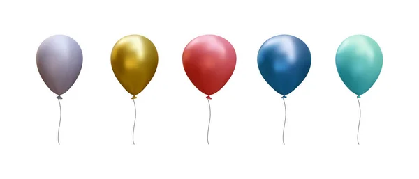 Set Von Realistischen Ballon Set Vorlage Für Jahrestag Geburtstagsfeier Design — Stockvektor