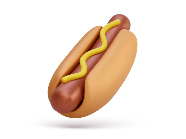 Fliegenden Hotdog Mit Schatten Isoliert Auf Weißem Hintergrund Vektorillustration — Stockvektor