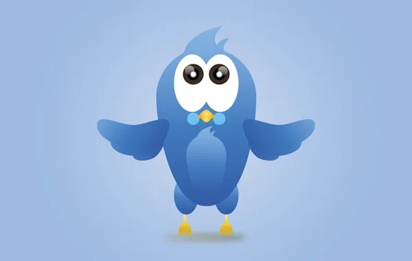 Ícone de pássaro azul Twitter — Vetor de Stock