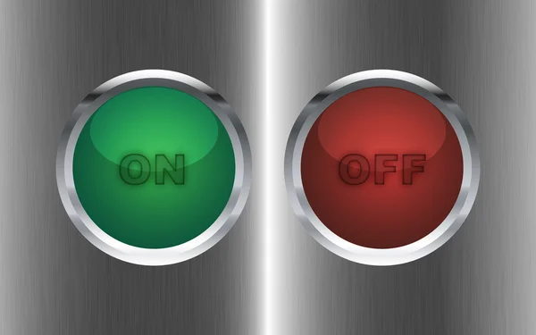 On and off button on metal background — Stock Vector