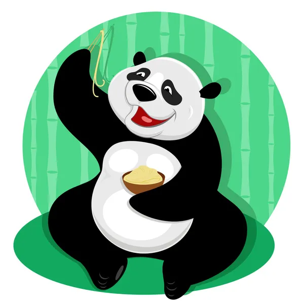 Panda beruang dengan mie - Stok Vektor