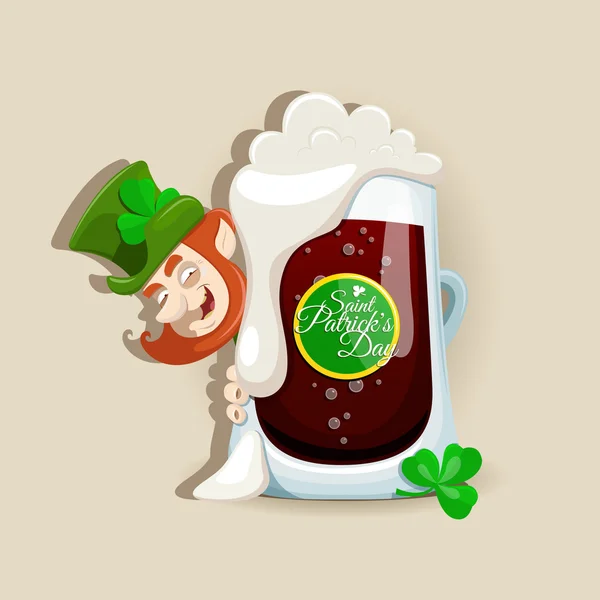 Saint Patrick's Day design with dark beer — Stock Vector