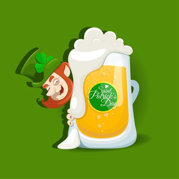 Design do Dia de São Patrício com cerveja leve — Vetor de Stock