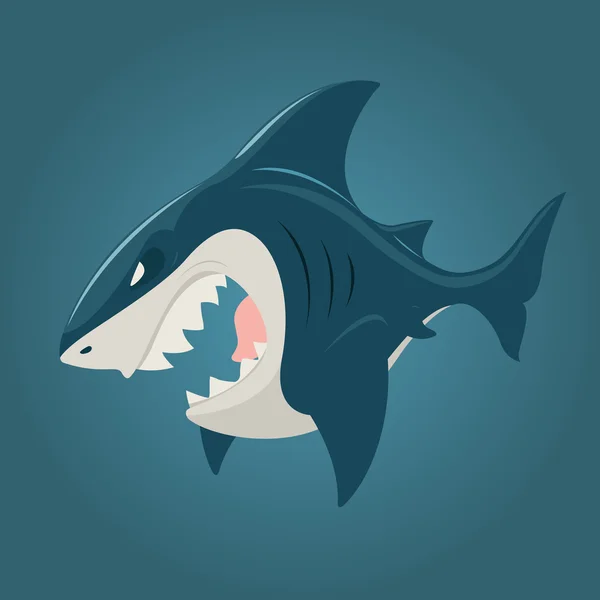 Cartoon shark side view — Stock Vector