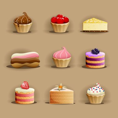 Set of delicious cakes clipart