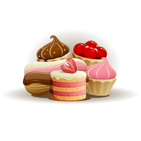 Tasty cakes — Stock Vector