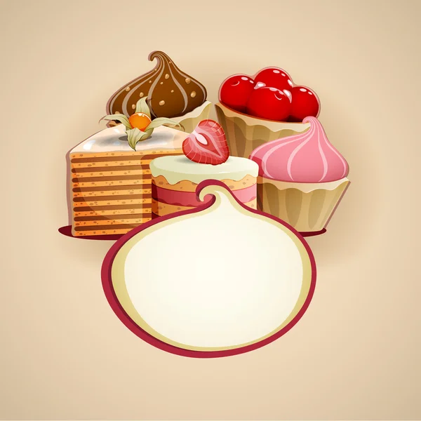 Deliciosos pasteles de fondo — Archivo Imágenes Vectoriales