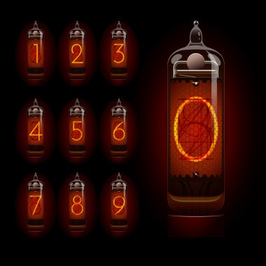 Nixie tube with digits clipart