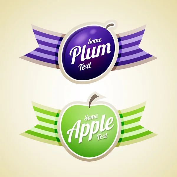 Apple and Plum labels — Stock Vector