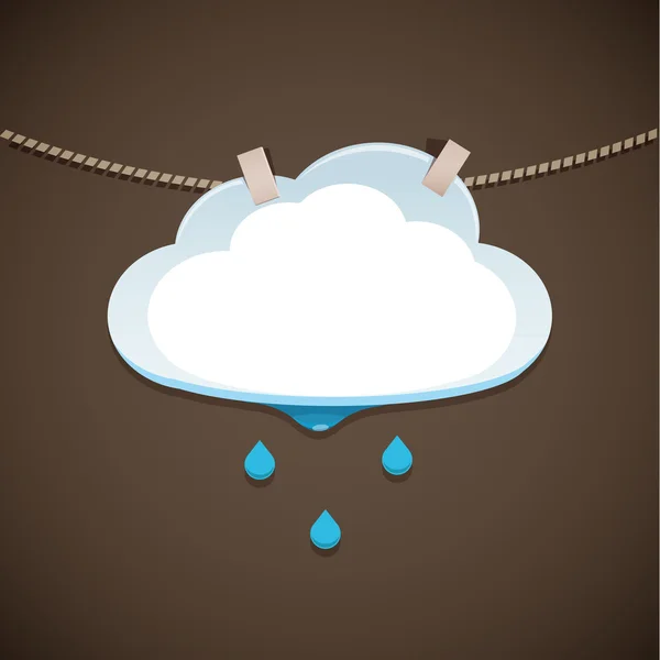 Nuvola e pioggia - La nuvola si asciuga su una corda — Vettoriale Stock