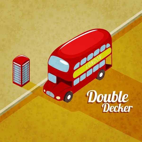 Vektör çizim Londra Çift katlı otobüs — Stok Vektör