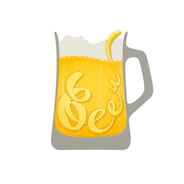 Beer - vector illustration of beer with lettering — Stock Vector