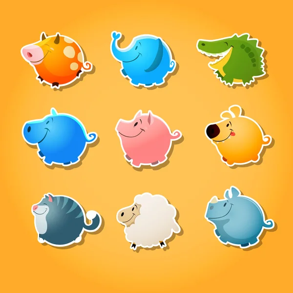 Bubble animals - cute animals ia shape of circle — Stock Vector