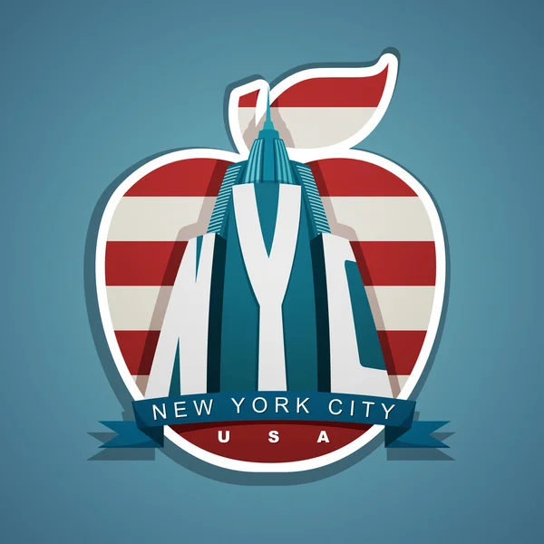 高層ビルとニューヨーク市のベクトル紋章 — ストックベクタ