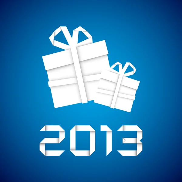Cadeau de Noël en papier blanc, carte du nouvel an — Image vectorielle