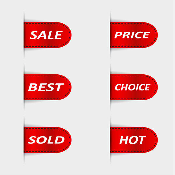 Set of red sales labels