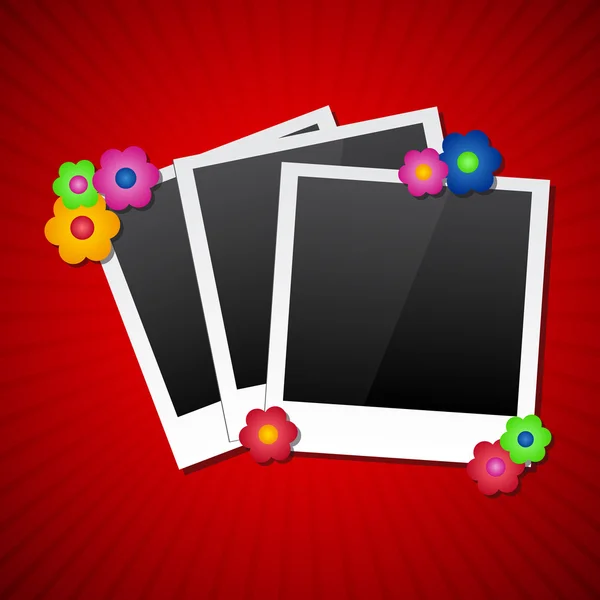 Photo frames with colored flowers — Stock Vector