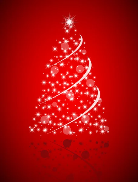 Χριστουγεννιάτικο δέντρο από αστέρια σε κόκκινο φόντο — Διανυσματικό Αρχείο