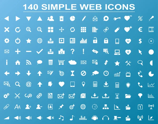 140 basit beyaz gezinti web simgeler kümesi