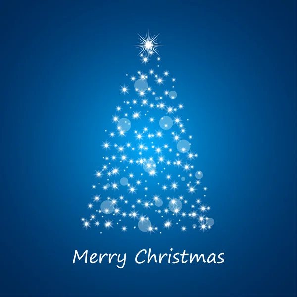 Christmas tree from stars on blue background — Stock Vector