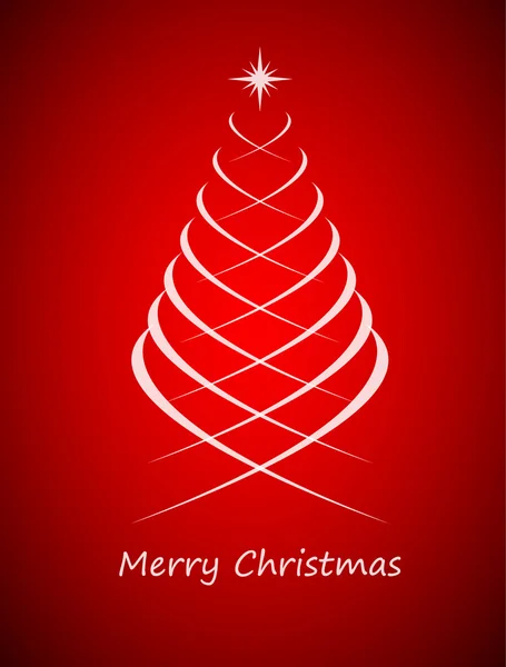 Simple christmas tree on red background — Stock Vector